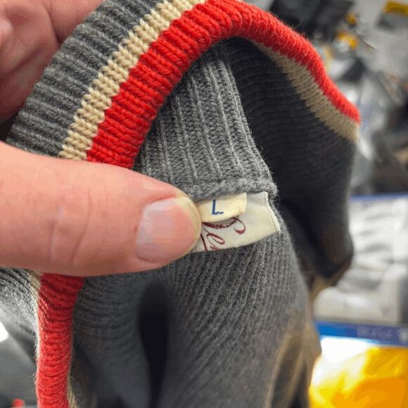 Vintage Distressed Dehen Full Zip Cardigan Wool Sweater Mens Large 60s USA - Picture 6 of 11